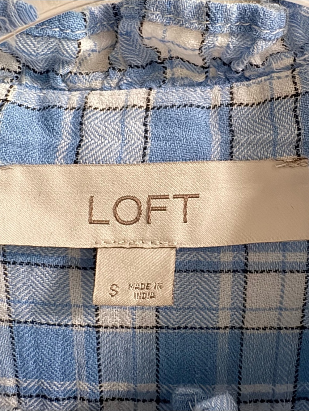 LOFT Plaid Ruffle Button Up Blouse - Picture 11 of 14
